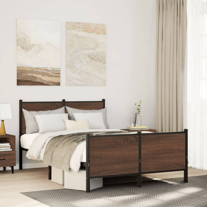 sengeramme uden madras 137x190 cm brun egetræ
