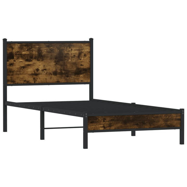 sengeramme uden madras 90x200 cm metal røget egetræsfarve