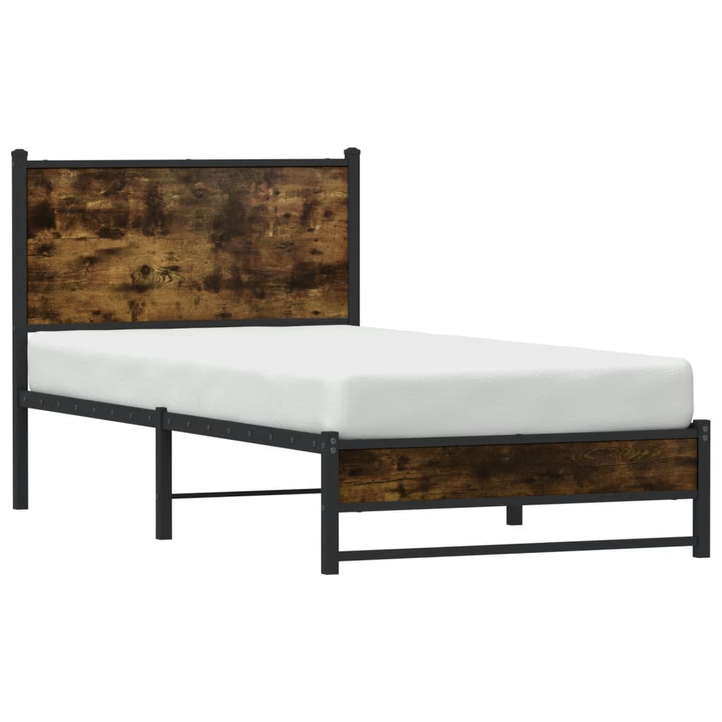 sengeramme uden madras 75x190 cm metal røget egetræsfarve