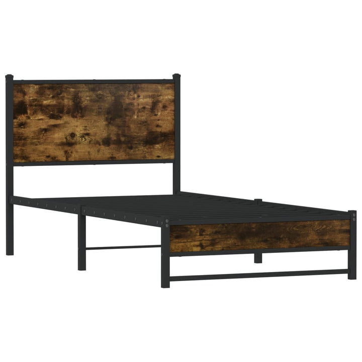 sengeramme uden madras 90x190 cm metal røget egetræsfarve