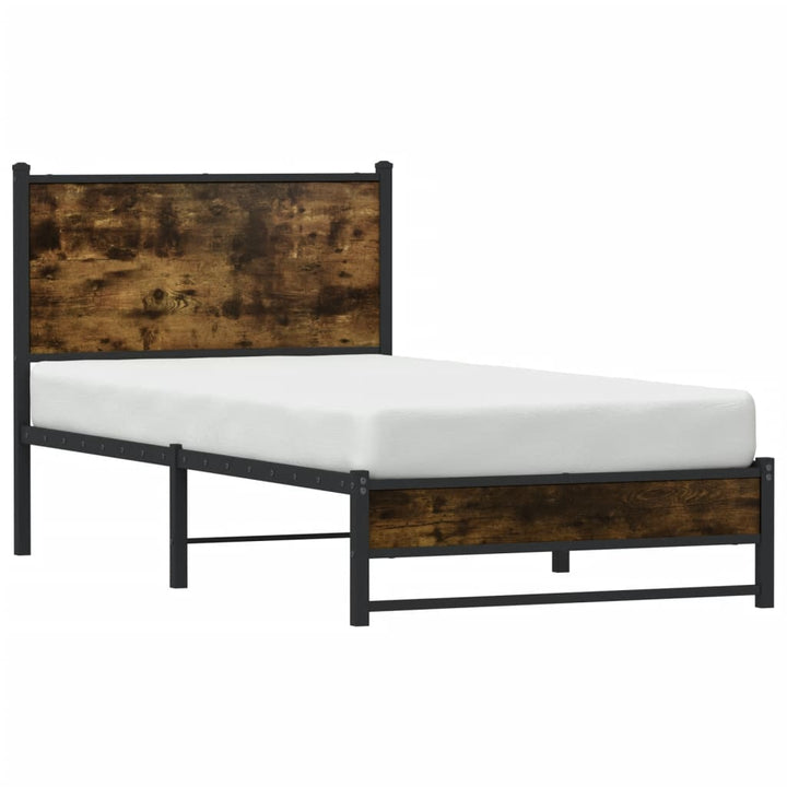 sengeramme uden madras 90x200 cm metal røget egetræsfarve