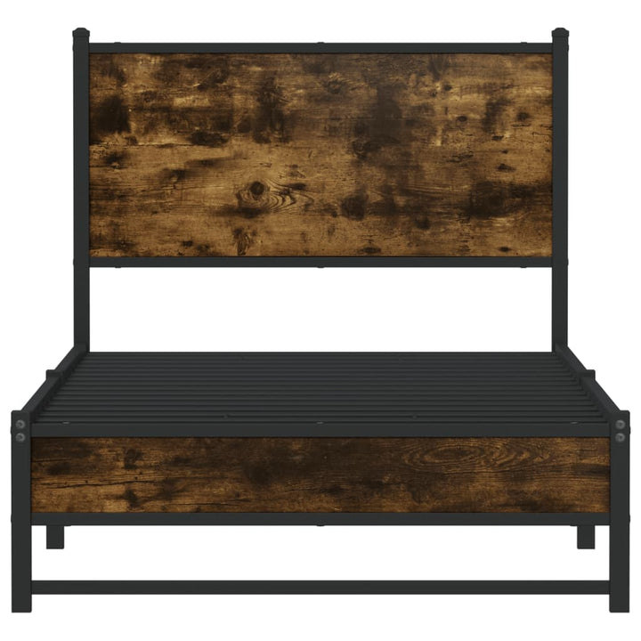 sengeramme uden madras 90x200 cm metal røget egetræsfarve