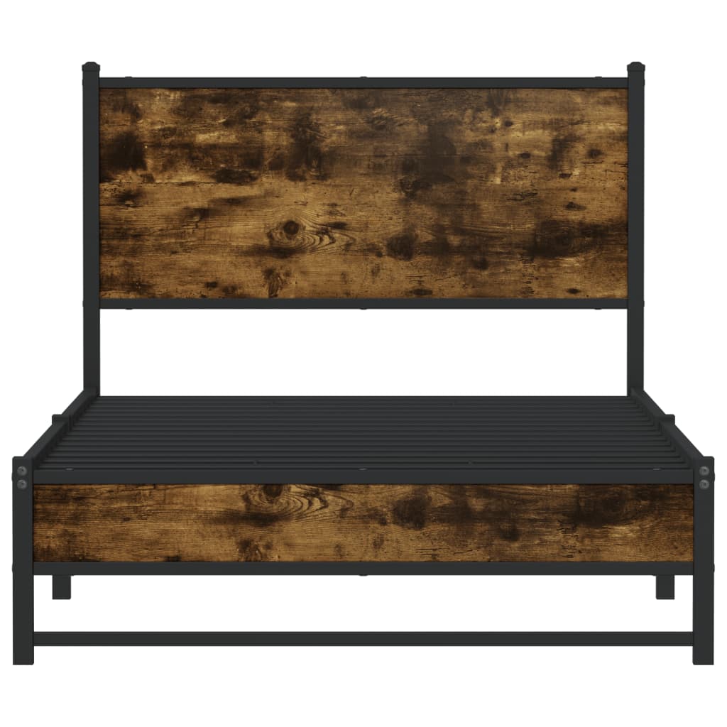 sengeramme uden madras 100x200 cm metal røget egetræsfarve