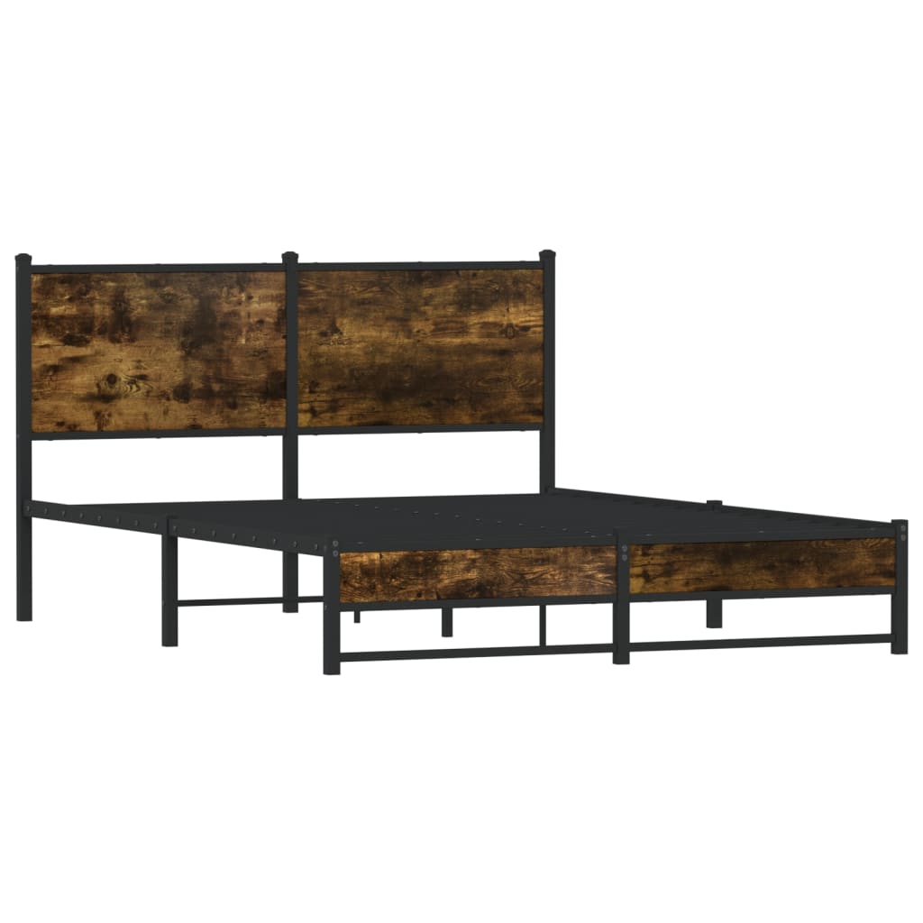 sengeramme uden madras 150x200 cm metal røget egetræsfarve