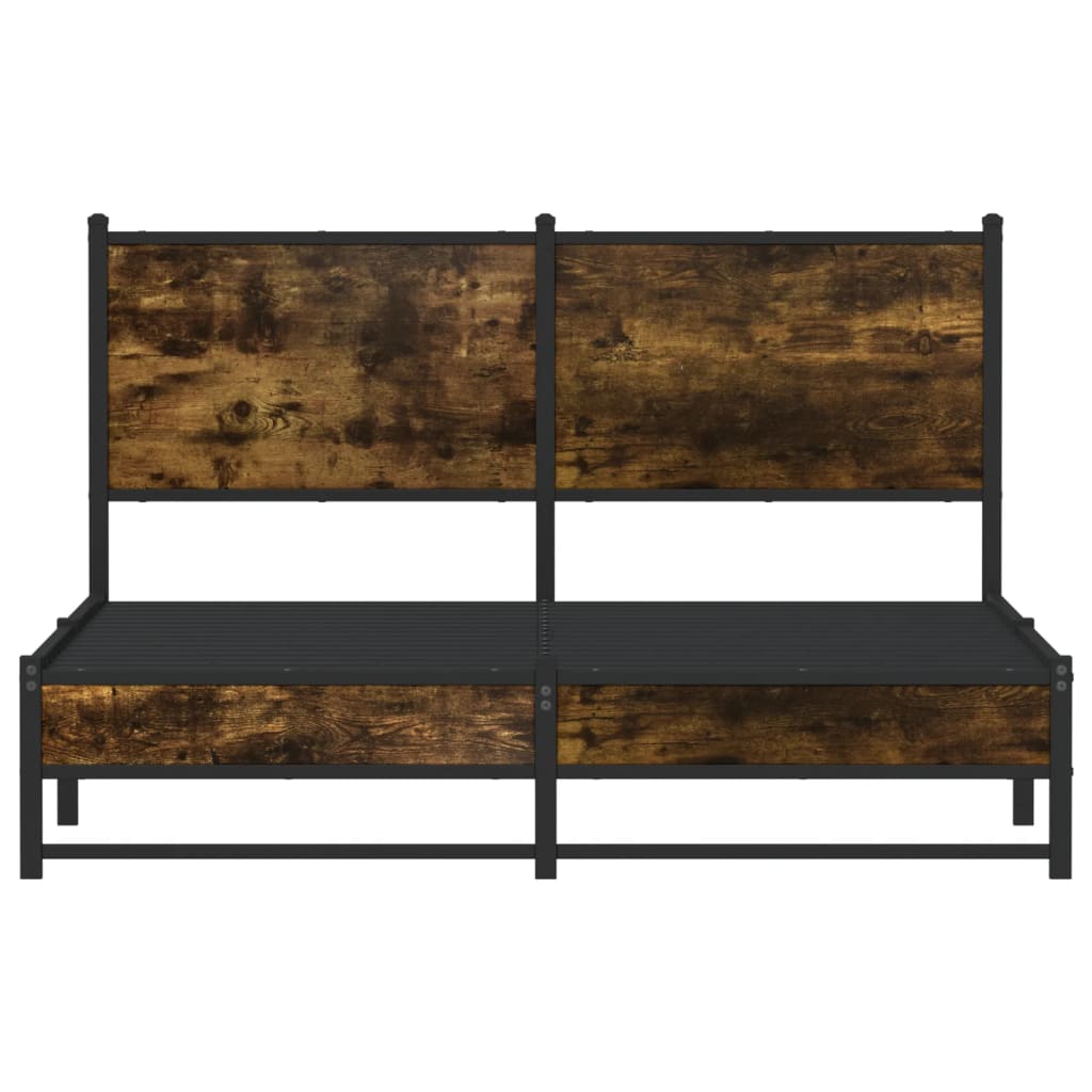 sengeramme uden madras 150x200 cm metal røget egetræsfarve