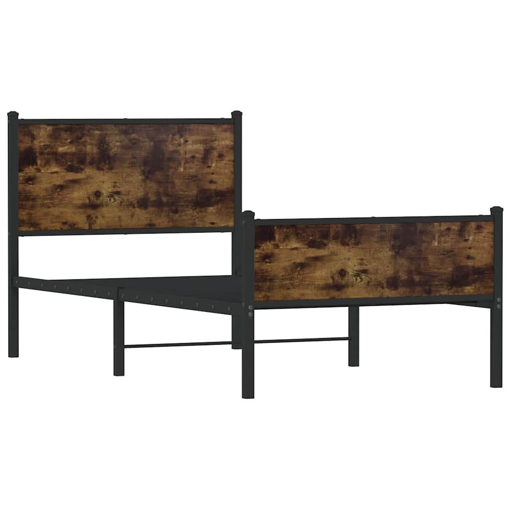 sengeramme uden madras 75x190 cm metal røget egetræsfarve
