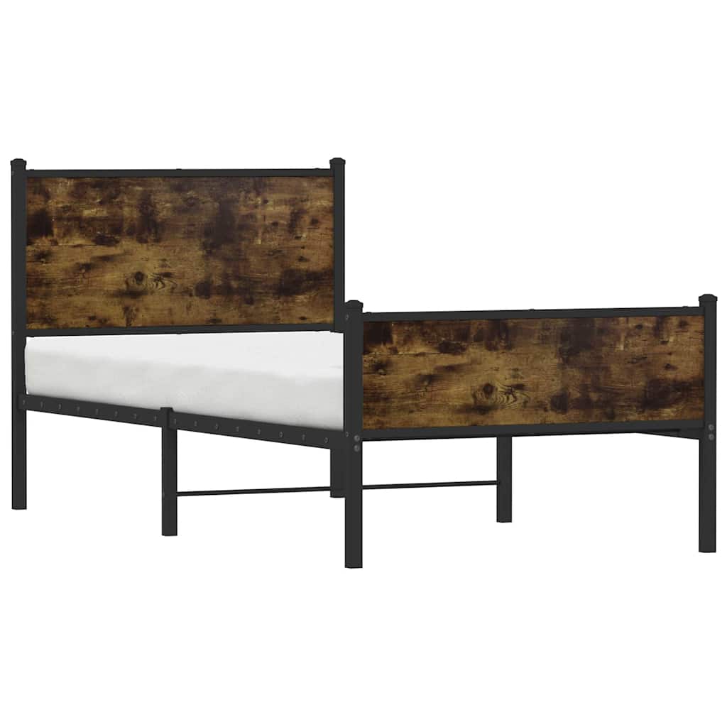 sengeramme uden madras 75x190 cm metal røget egetræsfarve