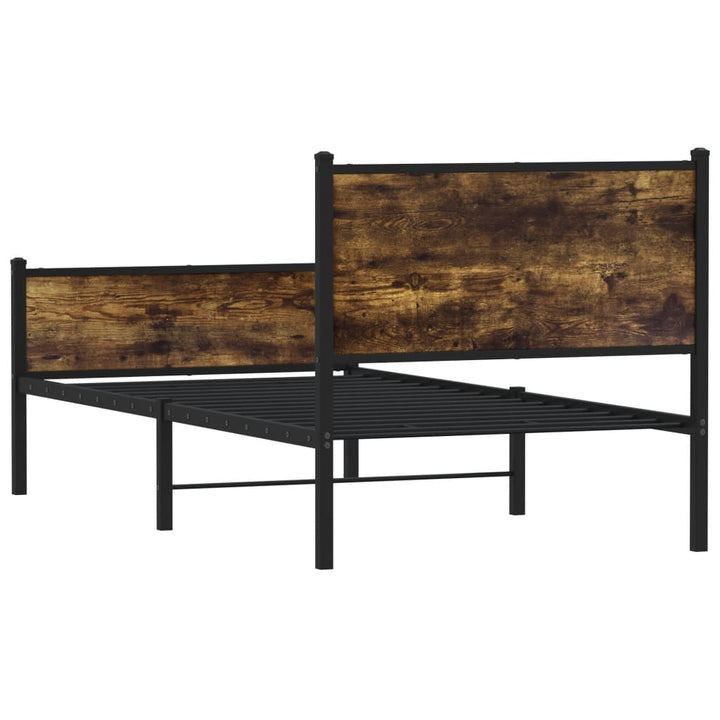 sengeramme uden madras 90x200 cm metal røget egetræsfarve