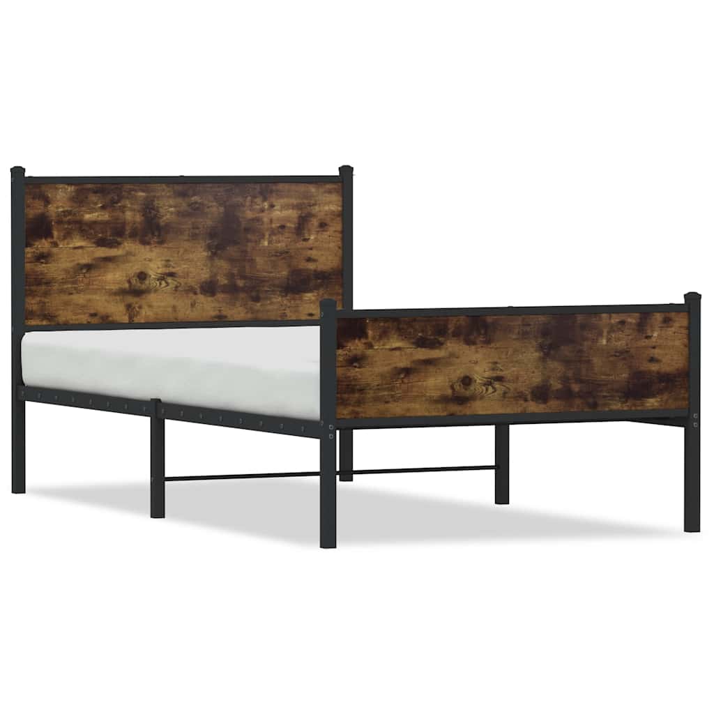 sengeramme uden madras 107x203 cm metal røget egetræsfarve