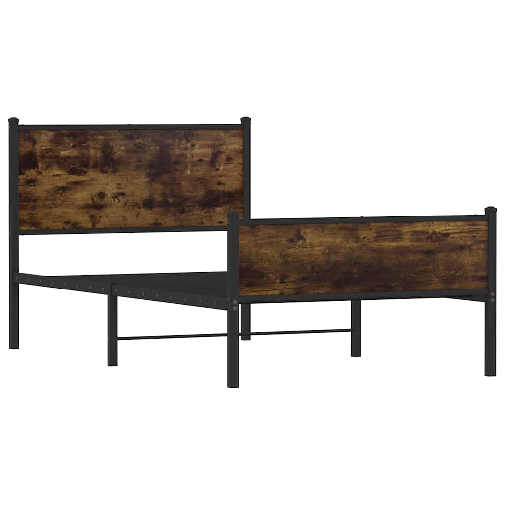 sengeramme uden madras 107x203 cm metal røget egetræsfarve