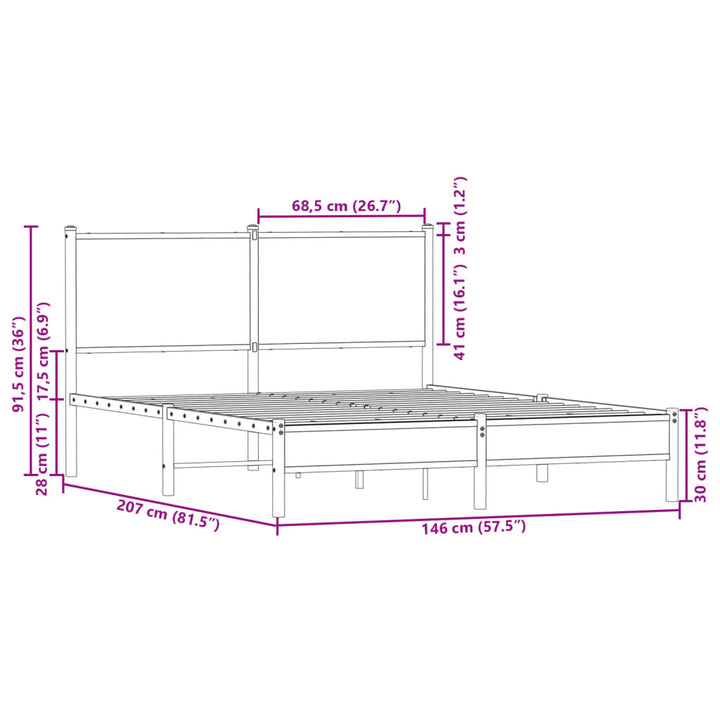 sengeramme uden madras 140x200 cm metal sonoma-eg