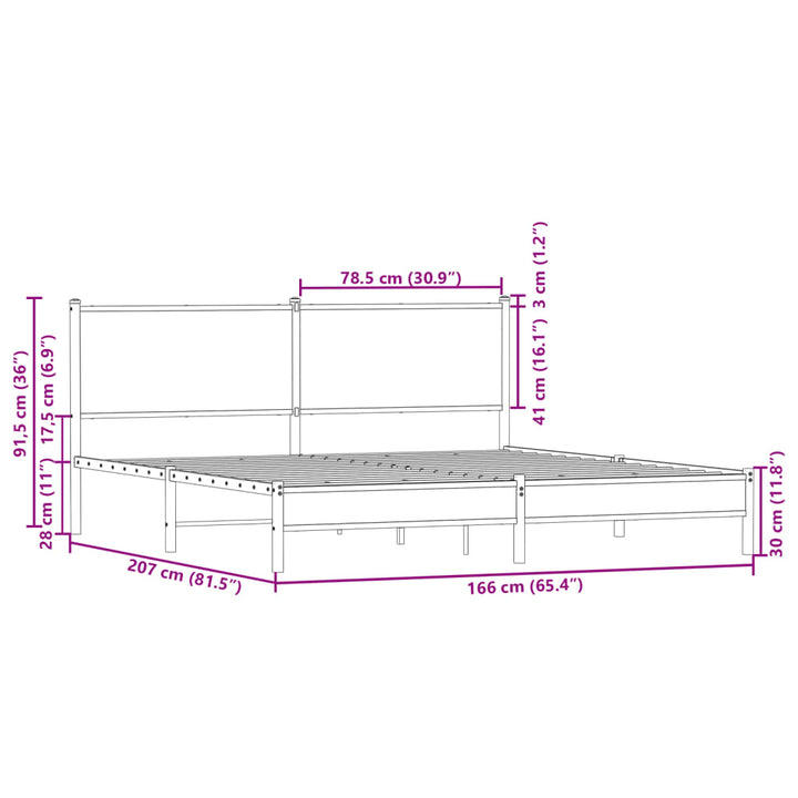 sengeramme uden madras 160x200 cm metal sonoma-eg
