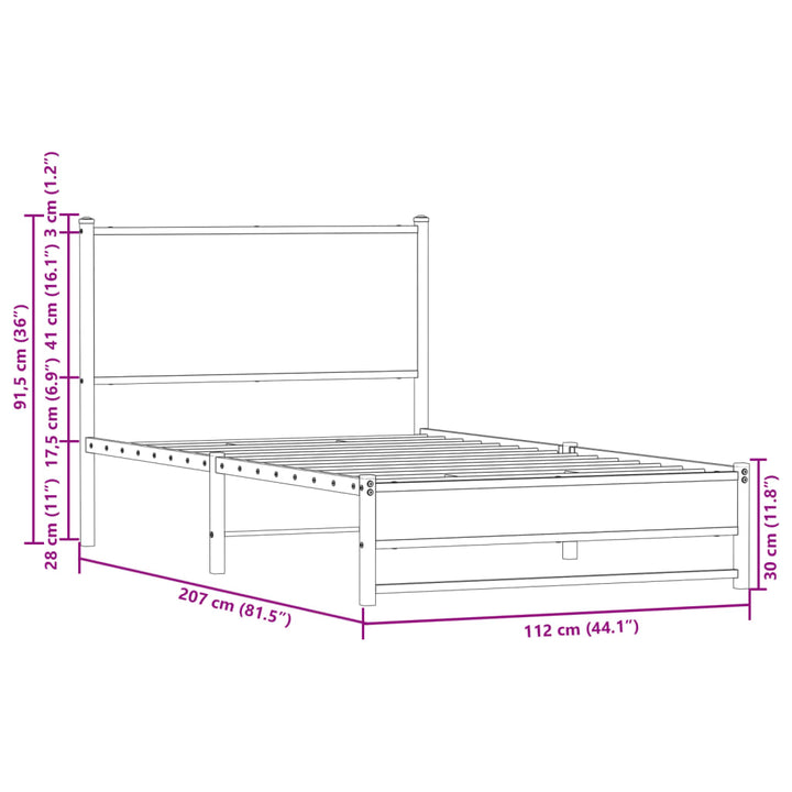 sengeramme uden madras 107x203 cm metal sonoma-eg