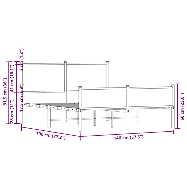 sengeramme uden madras 140x190 cm metal sonoma-eg