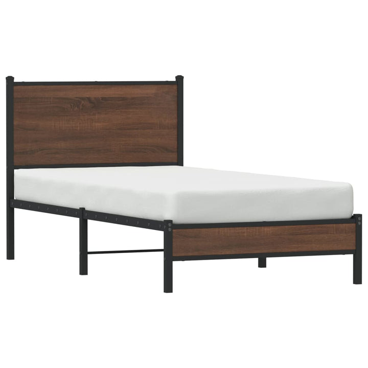 sengeramme 75x190 cm uden madras metal brun egetræsfarve