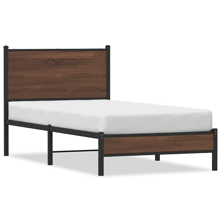 sengeramme 80x200 cm uden madras metal brun egetræsfarve