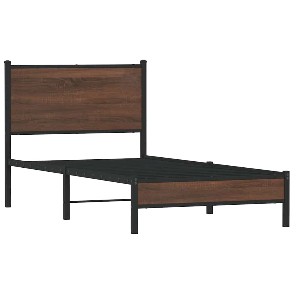 sengeramme 80x200 cm uden madras metal brun egetræsfarve