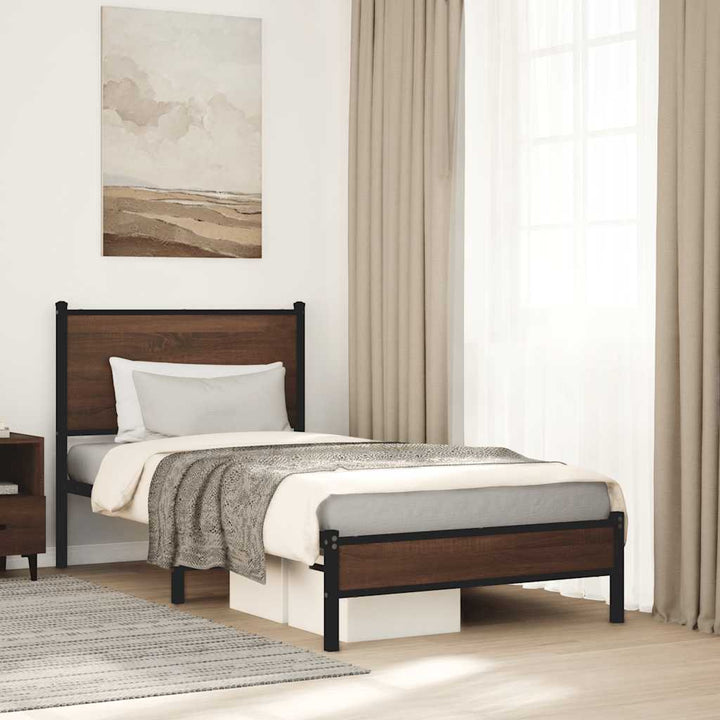 sengeramme 80x200 cm uden madras metal brun egetræsfarve