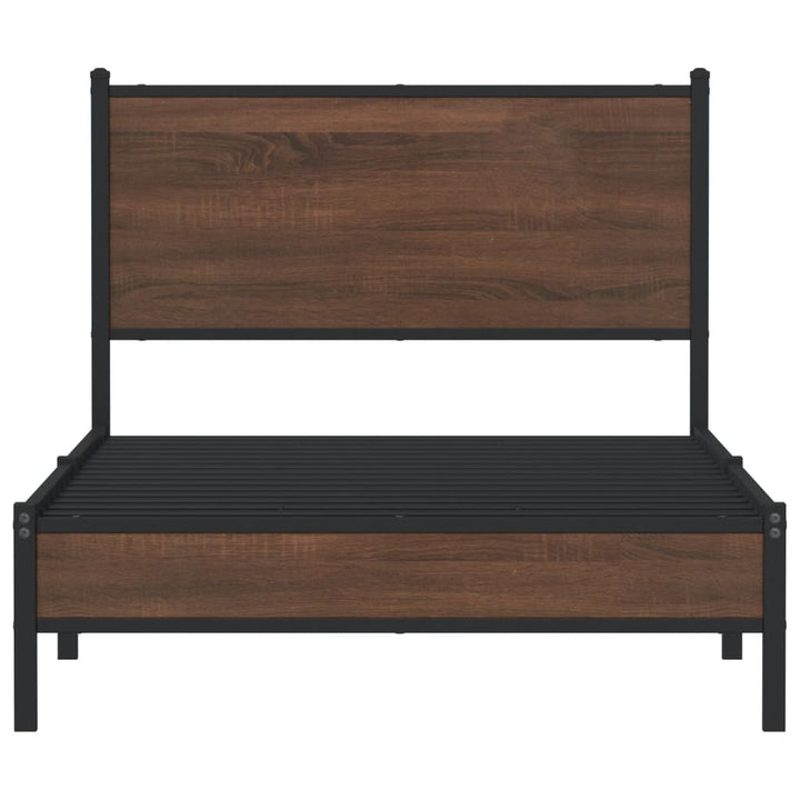 sengeramme 100x190 cm uden madras metal brun egetræsfarve