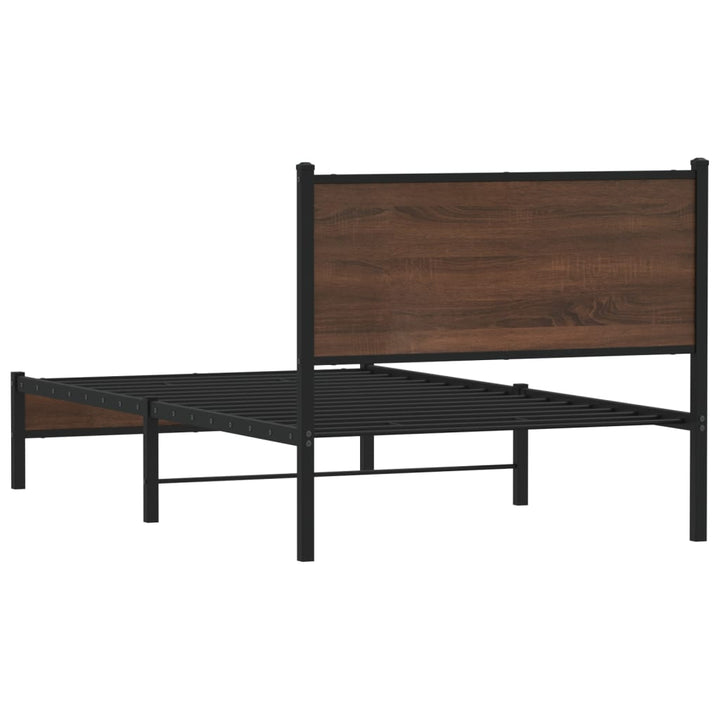 sengeramme 100x190 cm uden madras metal brun egetræsfarve