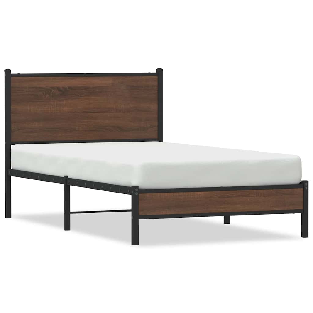 sengeramme 100x200 cm uden madras metal brun egetræsfarve