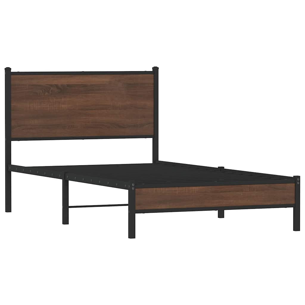 sengeramme 100x200 cm uden madras metal brun egetræsfarve