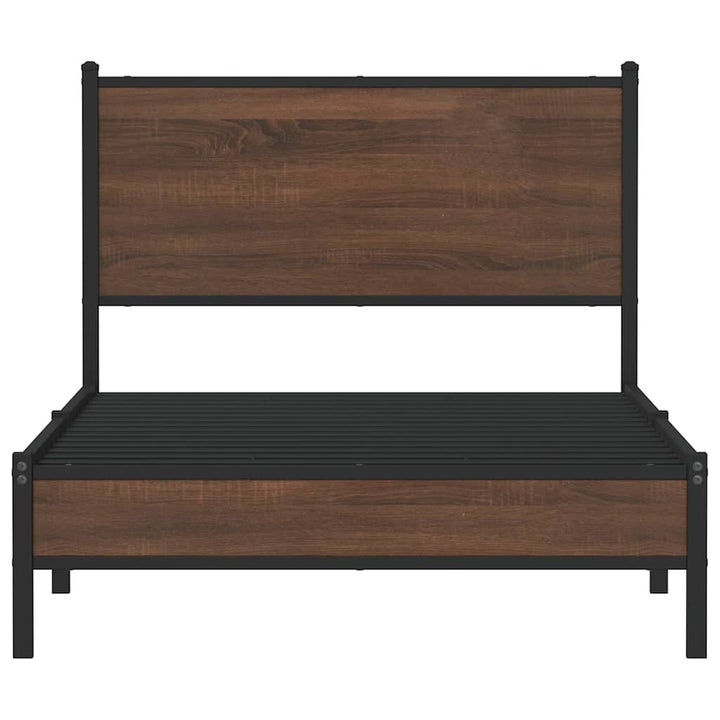 sengeramme 100x200 cm uden madras metal brun egetræsfarve