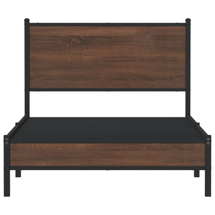 sengeramme 107x203 cm uden madras metal brun egetræsfarve