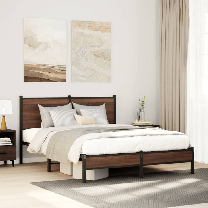 sengeramme uden madras 137x190 cm brun egetræ