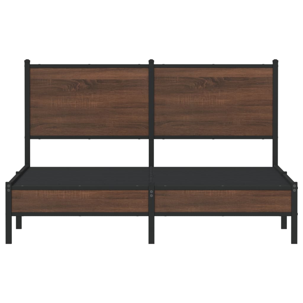 sengeramme uden madras 150x200 cm metal brun egetræsfarve