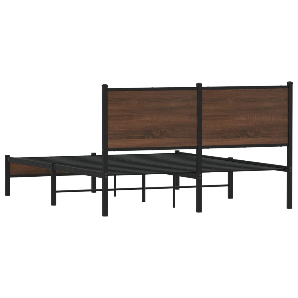 sengeramme uden madras 150x200 cm metal brun egetræsfarve