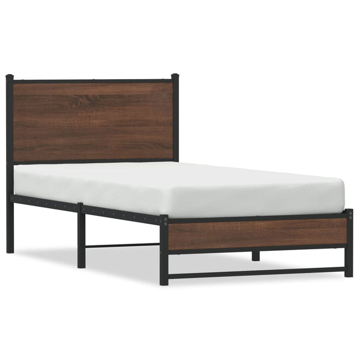 sengeramme 75x190 cm uden madras metal brun egetræsfarve