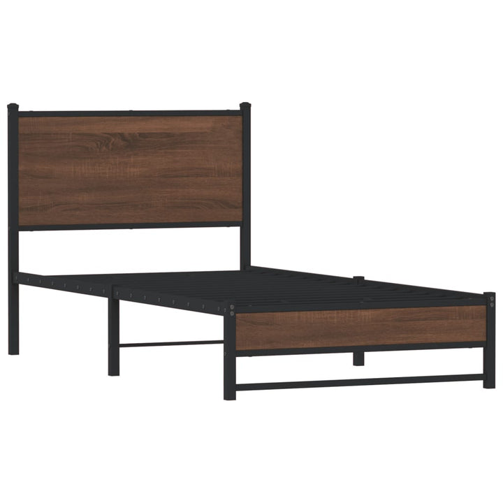 sengeramme 75x190 cm uden madras metal brun egetræsfarve