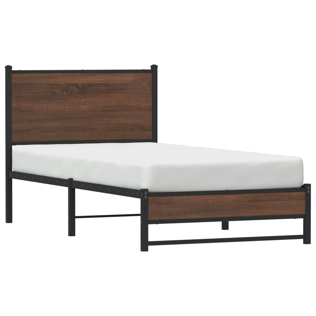 sengeramme 75x190 cm uden madras metal brun egetræsfarve