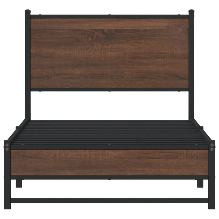 sengeramme 75x190 cm uden madras metal brun egetræsfarve