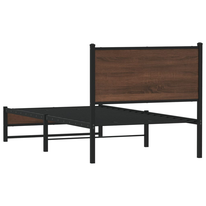 sengeramme 75x190 cm uden madras metal brun egetræsfarve