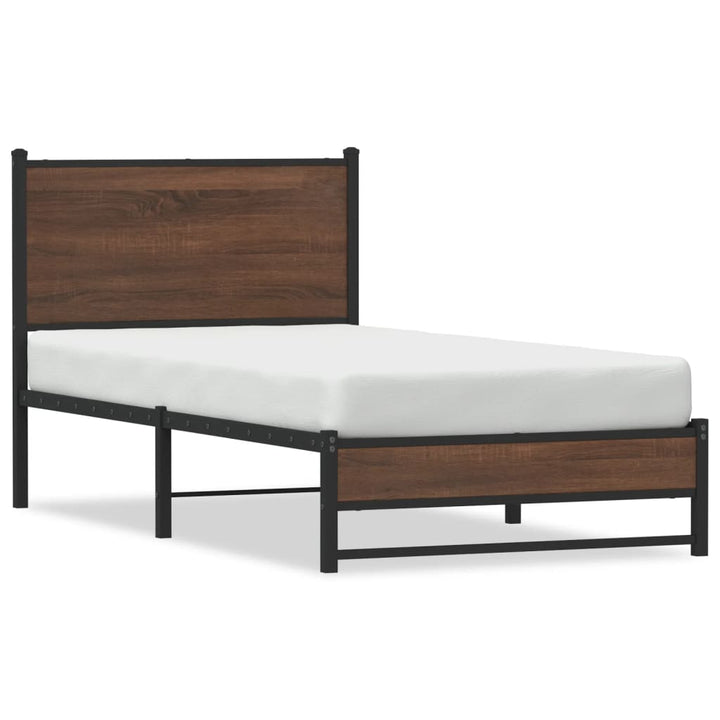 sengeramme 80x200 cm uden madras metal brun egetræsfarve