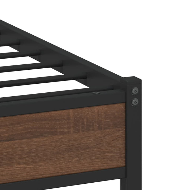 sengeramme 90x190 cm uden madras metal brun egetræsfarve