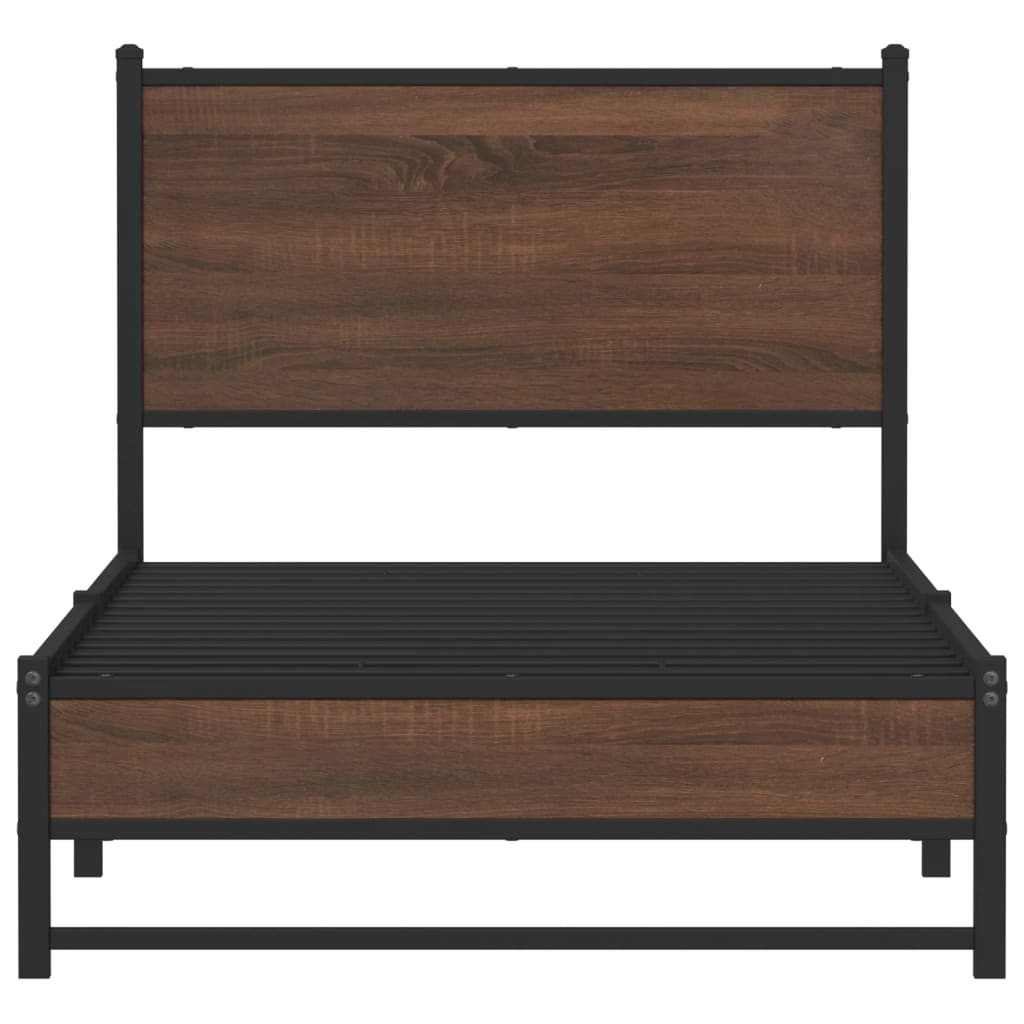 sengeramme 90x200 cm uden madras metal brun egetræsfarve