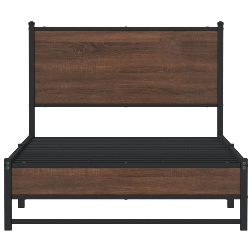 sengeramme 100x190 cm uden madras metal brun egetræsfarve