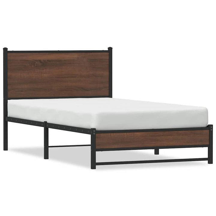 sengeramme 100x200 cm uden madras metal brun egetræsfarve