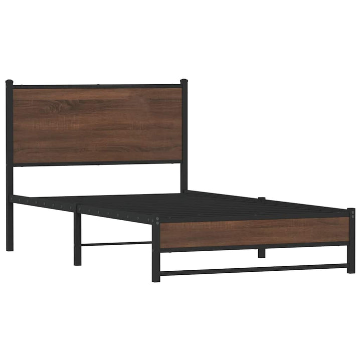 sengeramme 100x200 cm uden madras metal brun egetræsfarve