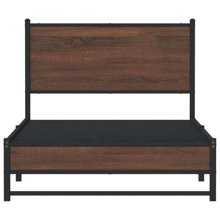 sengeramme 107x203 cm uden madras metal brun egetræsfarve