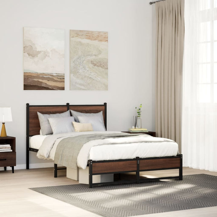 sengeramme 120x200 cm uden madras metal brun egetræsfarve