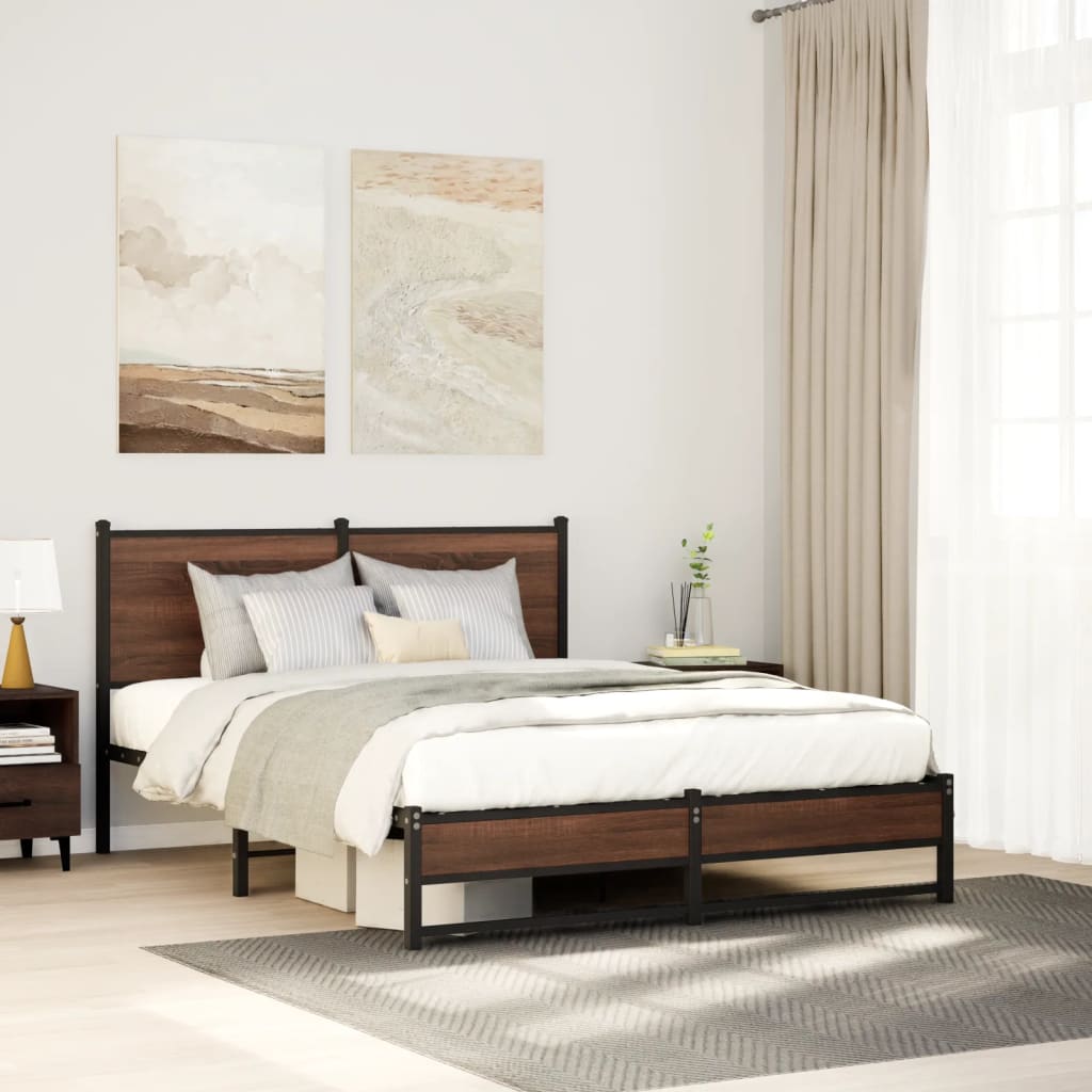 sengeramme uden madras 137x190 cm brun egetræ