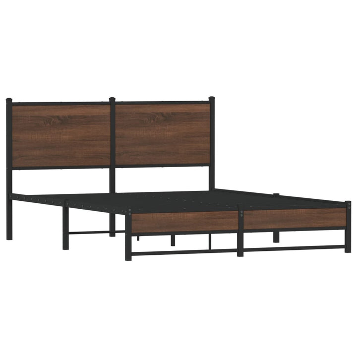 sengeramme 140x190 cm uden madras metal brun egetræsfarve