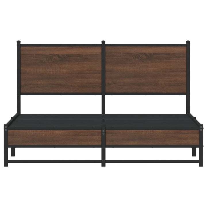 sengeramme 140x190 cm uden madras metal brun egetræsfarve