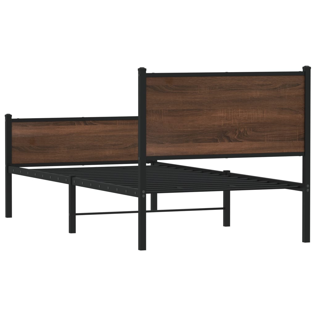 sengeramme 75x190 cm uden madras metal brun egetræsfarve
