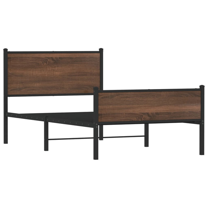 sengeramme 100x190 cm uden madras metal brun egetræsfarve