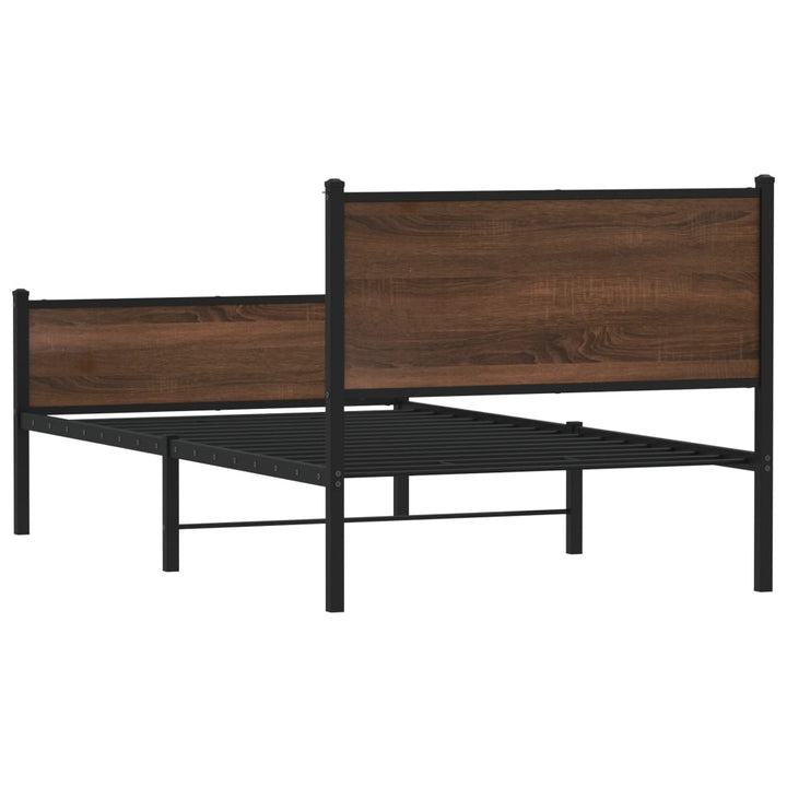 sengeramme 100x190 cm uden madras metal brun egetræsfarve